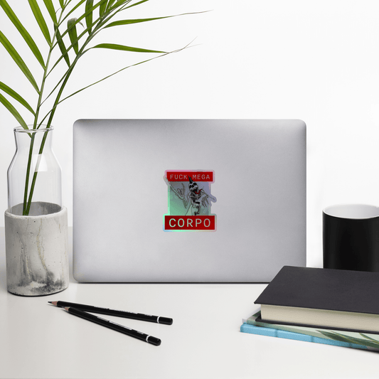 Fuck Mega Corpo Skeleton Holographic Sticker - NeoRebellion