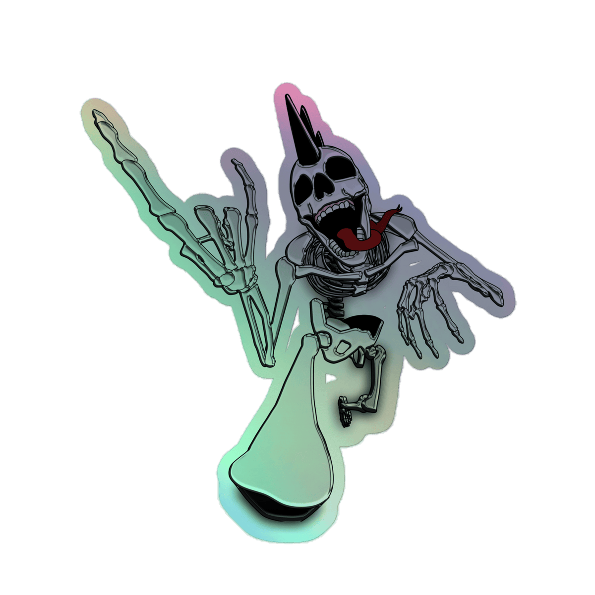 Punk Rock Skeleton Holographic Sticker - NeoRebellion