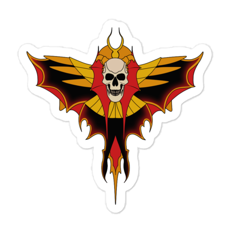 Sticker with a tattoo skull moth design featuring wings on a white background