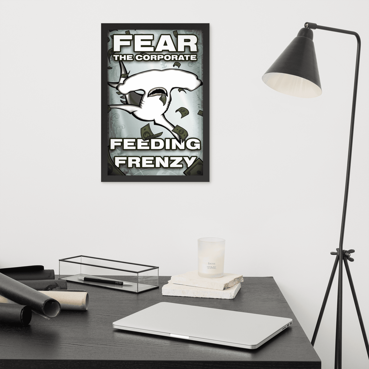 Fear The Corporate Feeding Frenzy Framed Poster - NeoRebellion