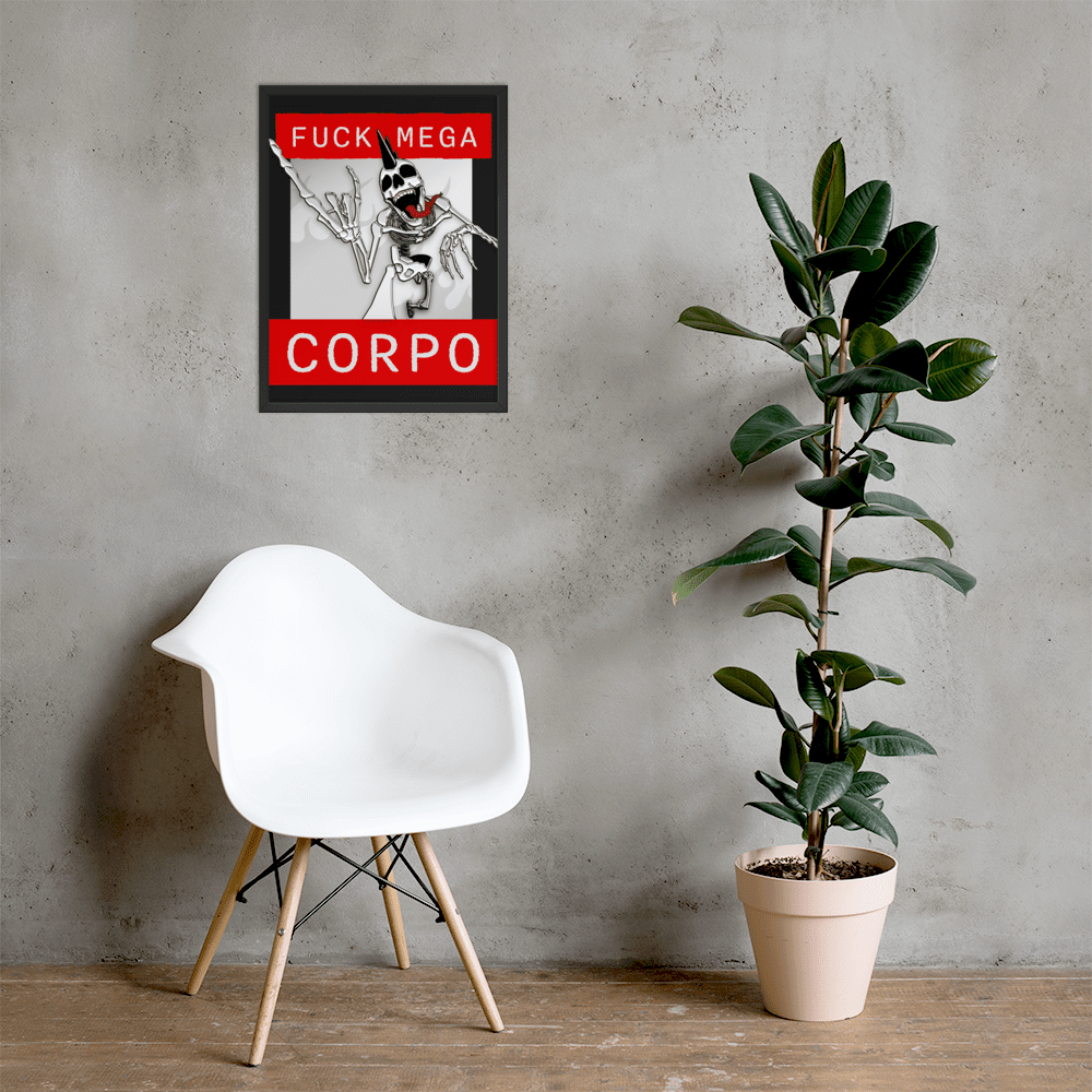 Fuck Mega Corpo Framed Poster - NeoRebellion