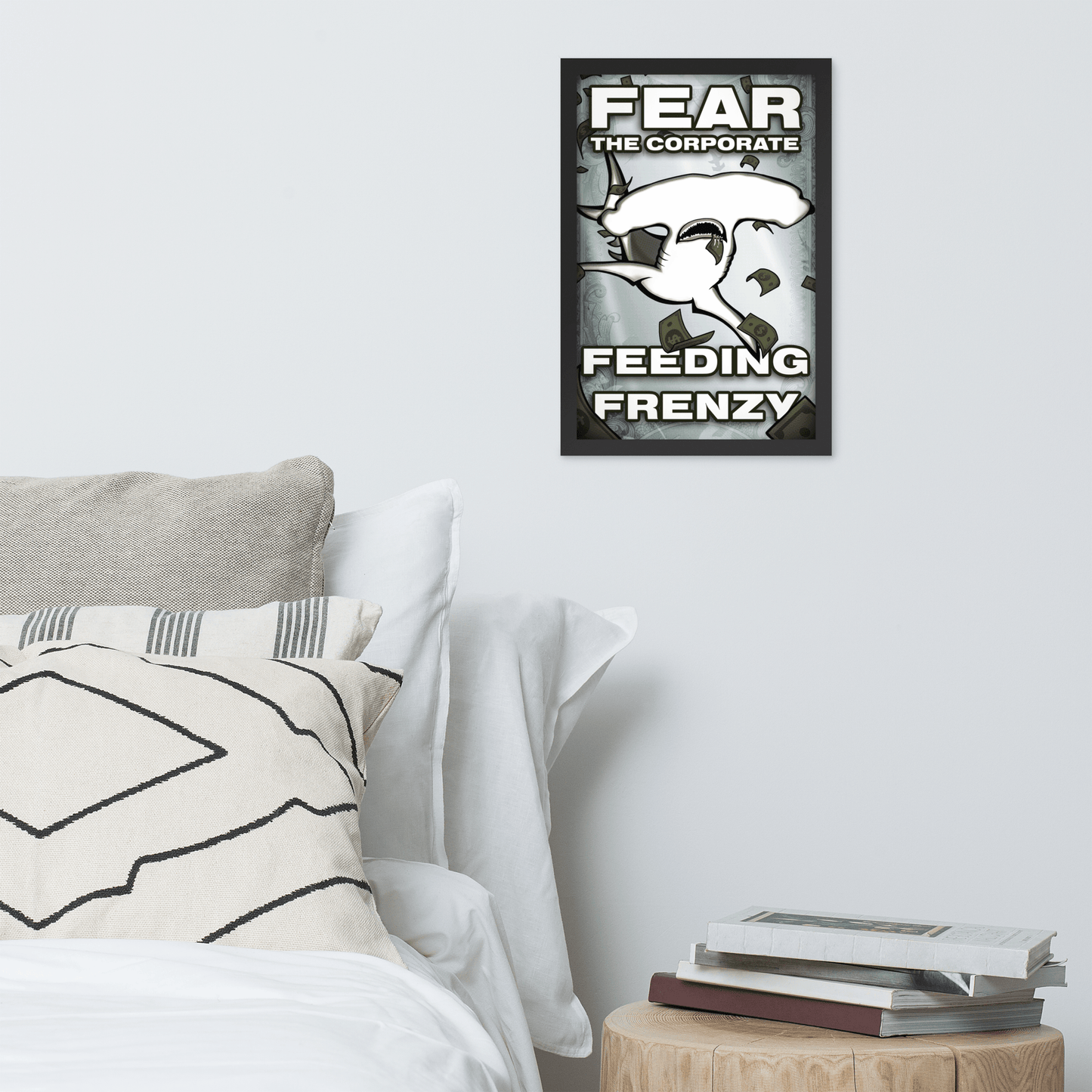 Fear The Corporate Feeding Frenzy Framed Poster - NeoRebellion