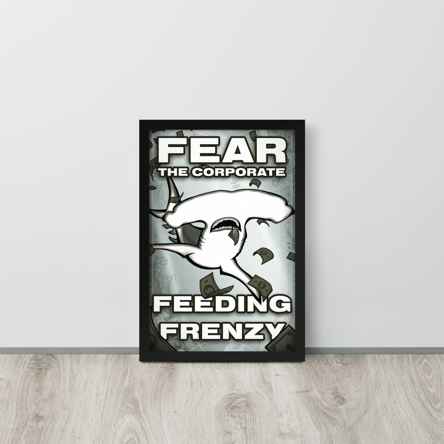 Fear The Corporate Feeding Frenzy Framed Poster - NeoRebellion