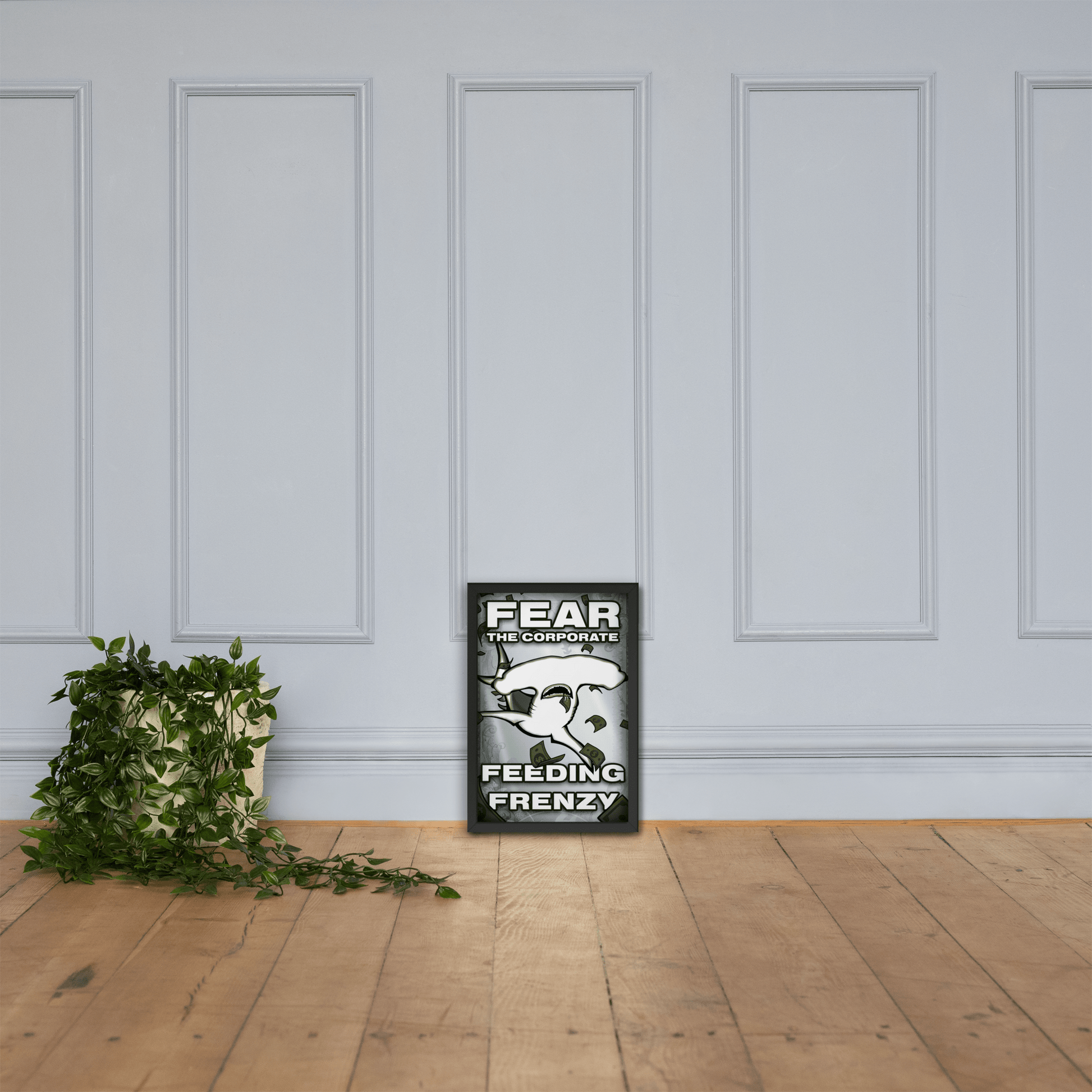 Fear The Corporate Feeding Frenzy Framed Poster - NeoRebellion