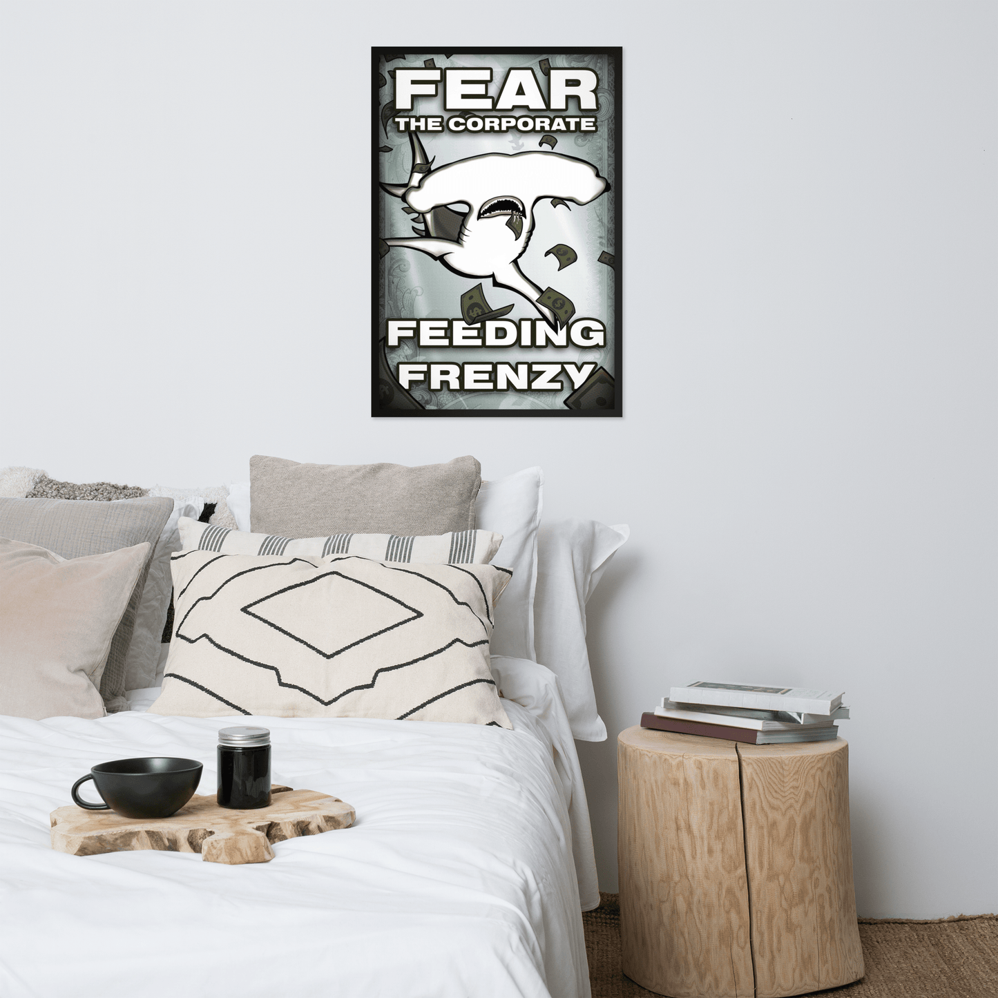 Fear The Corporate Feeding Frenzy Framed Poster - NeoRebellion