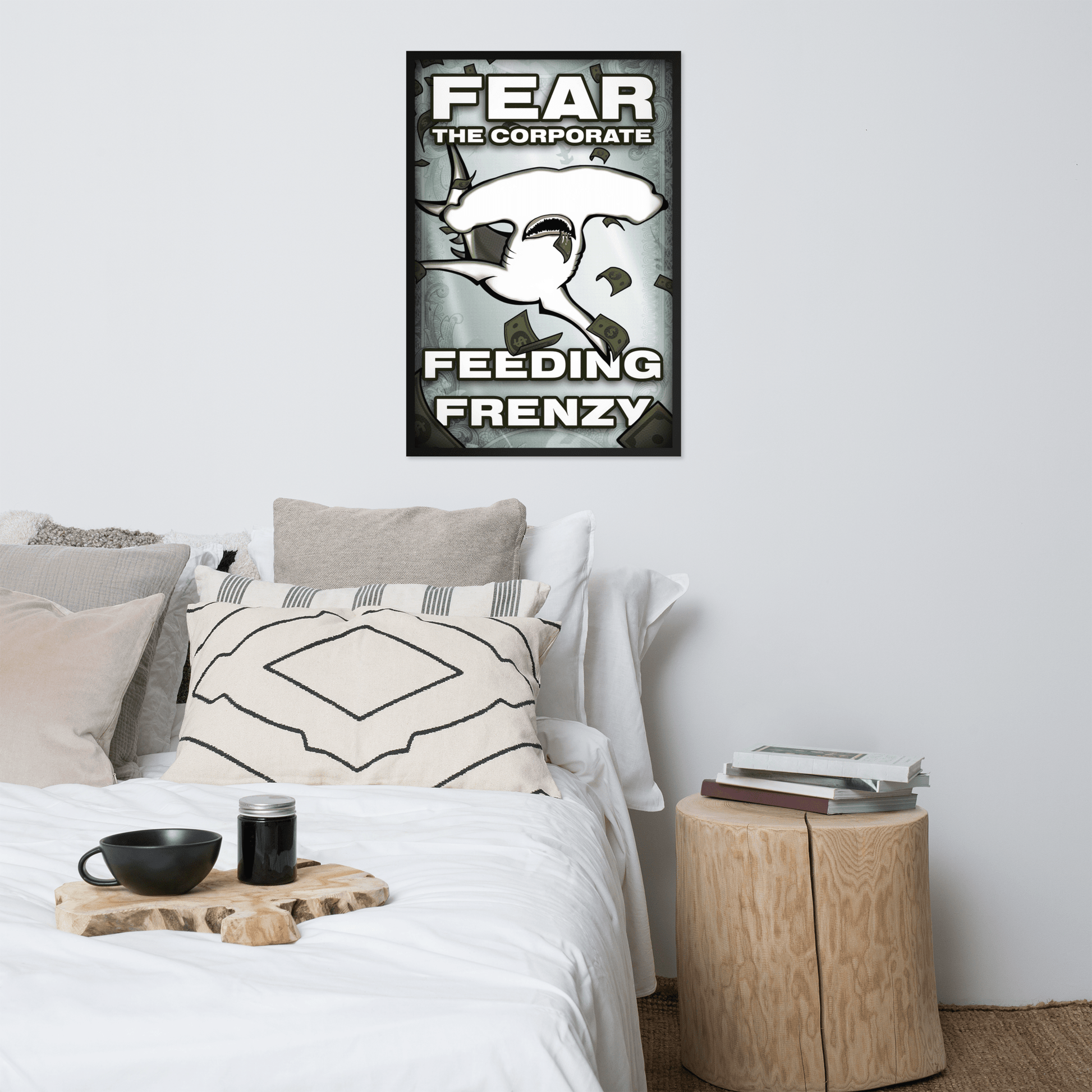 Fear The Corporate Feeding Frenzy Framed Poster - NeoRebellion